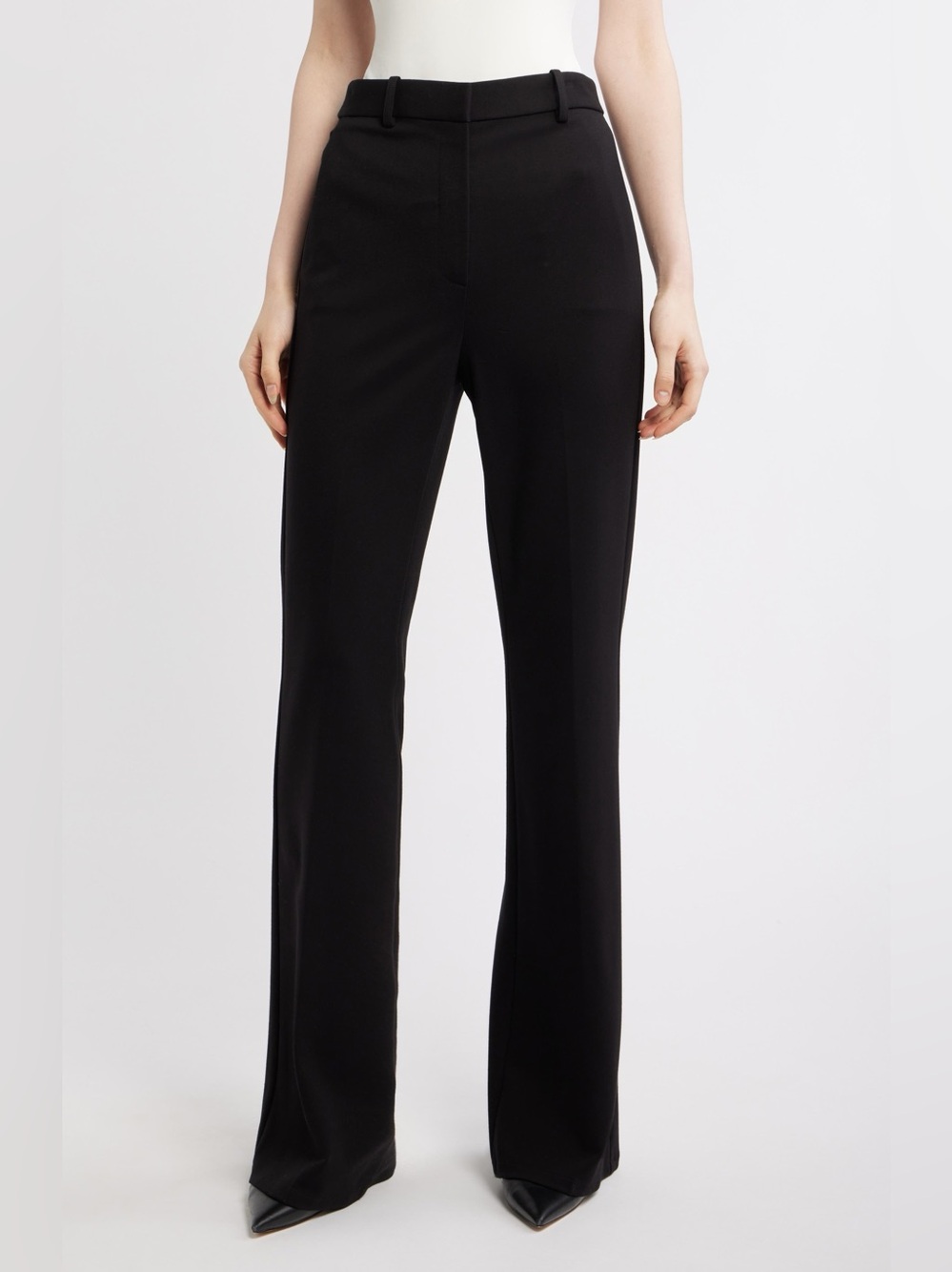 Theory demitria black wool blend flared pants